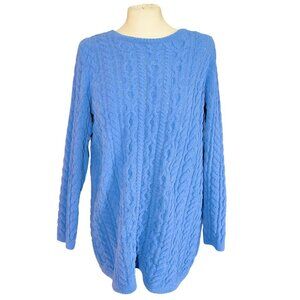 J. Jill Periwinkle Blue Chenille Cable Knit Sweater Size M Soft Beachy Cozy